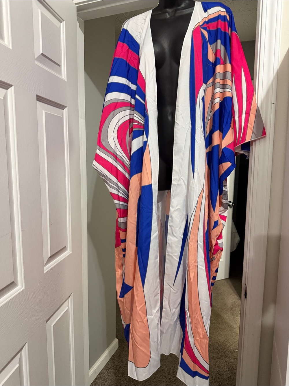 Colorful Abstract Print Duster Kimono